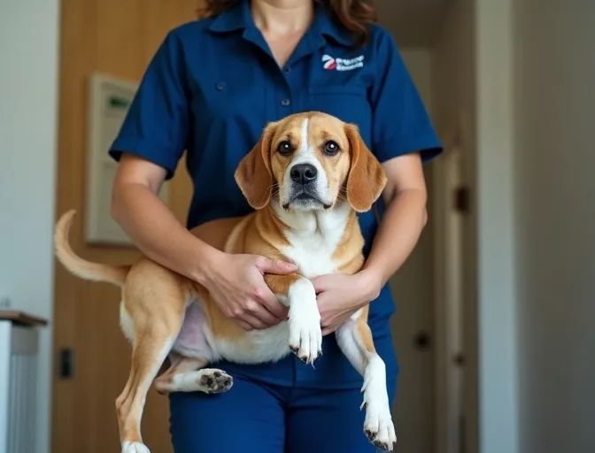Technician respectfully transporting a deceased dog in Blackburn North